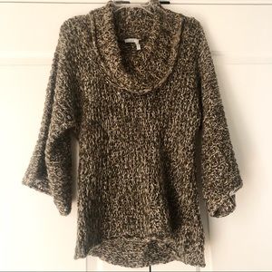 Soft Chocolate Brown woven cowl neck sweater top